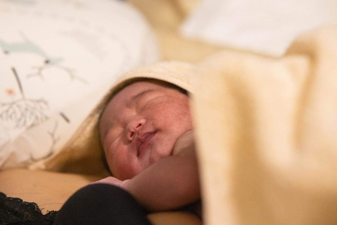 剛出生、安睡的新生兒